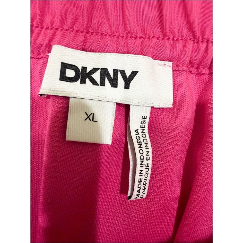DKNY Handkerchief Hem Mixed Media Pull On Elastic Waist Maxi Skirt Pink XL NEW - Picture 15 of 16